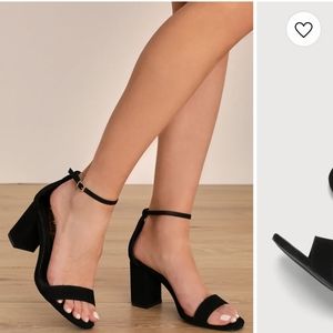 Lulu's black strappy 3" chunky heels